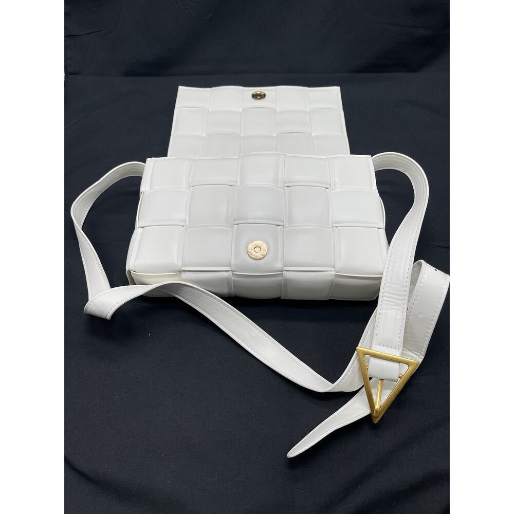 Leather Woven Purse, Handbag, Clutch White NWOT - Picture 7 of 9